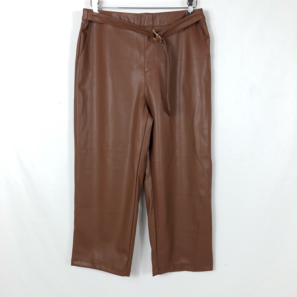 Marc Newyork Andrew Marc Women’s Cognac Faux Leather Cropped Pants